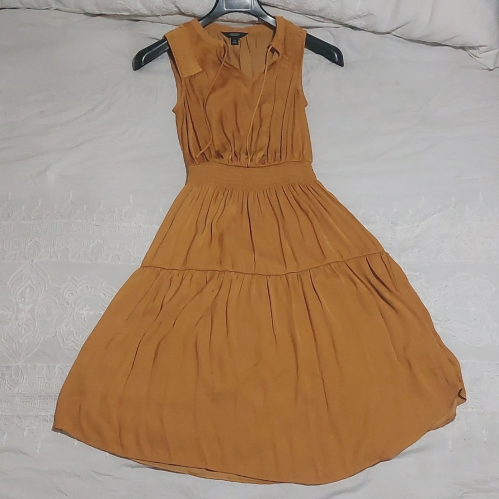 Gorgeous Vera Wang silk dress. Mustard color, dress it up or down!